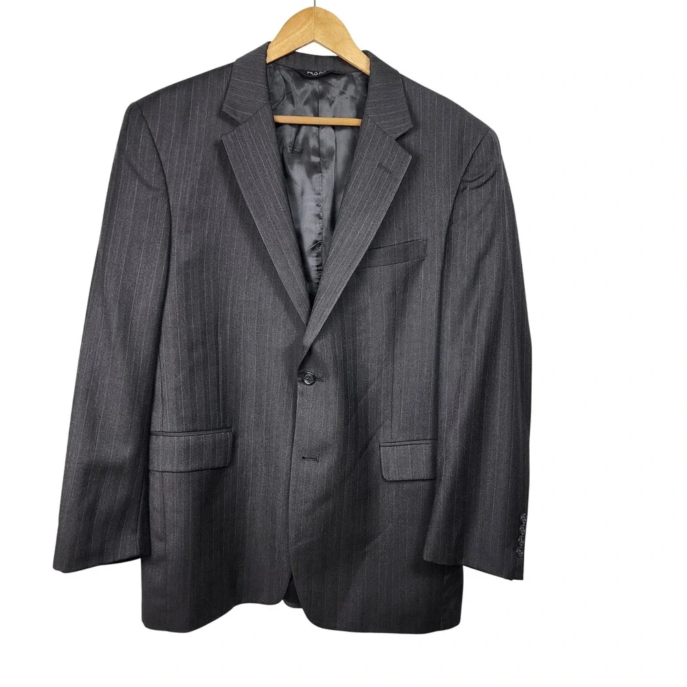 Jos. A. Bank Pinstripe Suit Jacket Blazer Mens 41R Charcoal Gray Business Casual